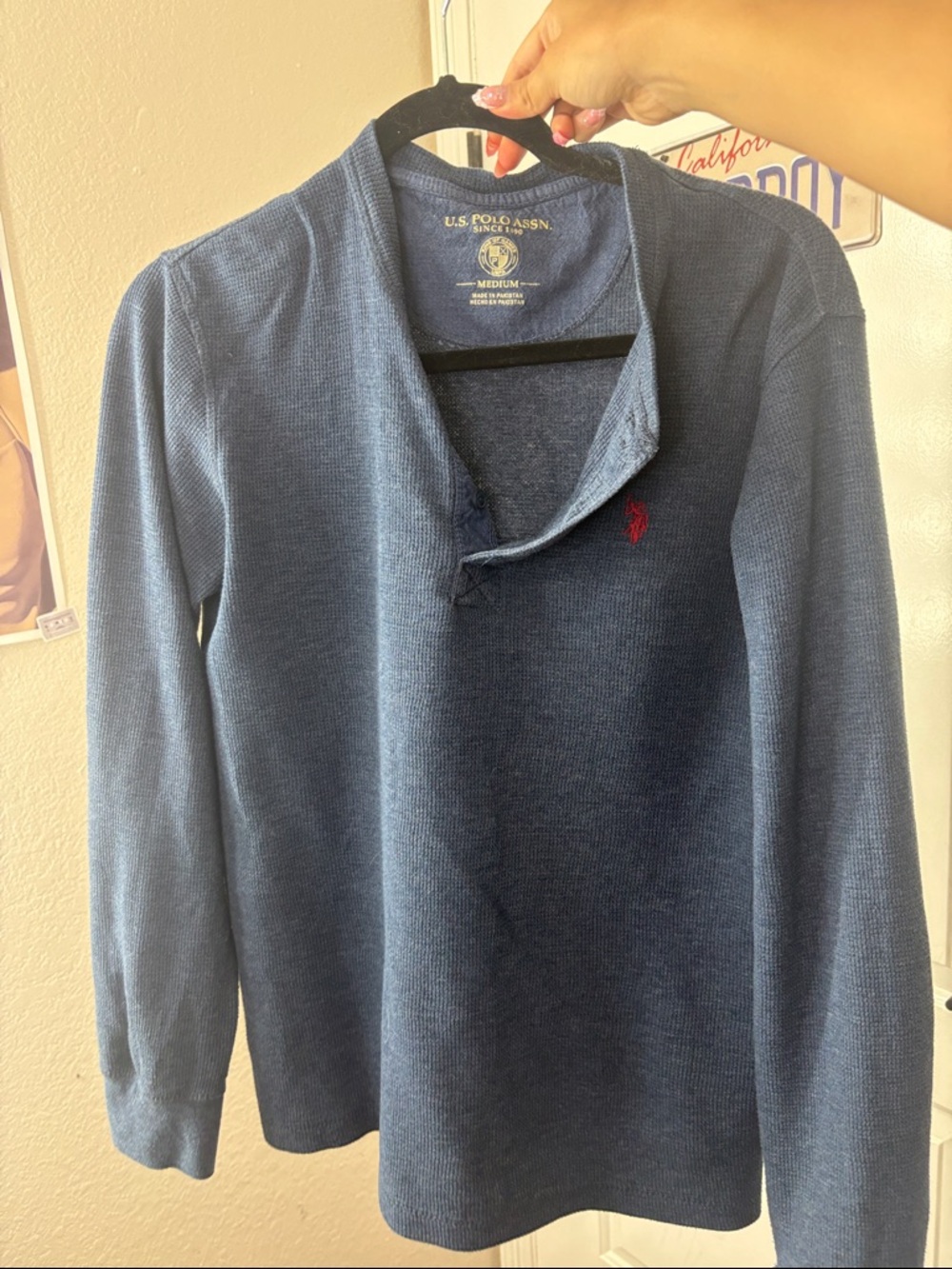 U.S. Polo Assn. Blue Knit Pullover with Red Logo